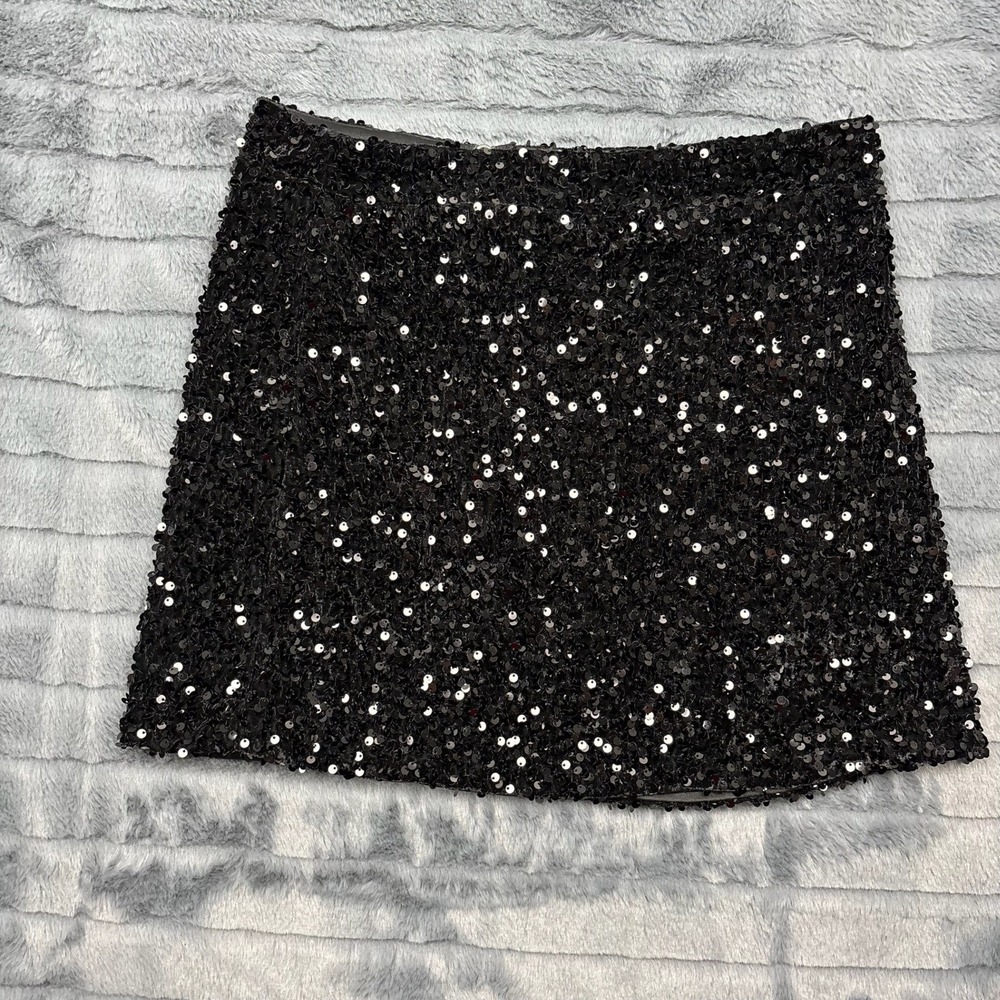 Altar'd State Womens Black Sequin Mini Skirt Party Night Out Holiday Size Medium